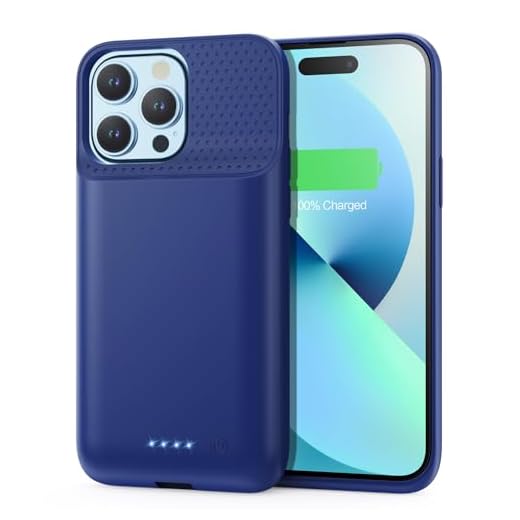 Battery Charging Case for iPhone 12Pro Max/13Pro Max/14Pro Max/14Plus (6.7 Inch), Powerful 8600mAh Portable Rechargeable Charger Cover for iPhone 14ProMax/14Plus/13Promax/12Promax Battery Case-Blue