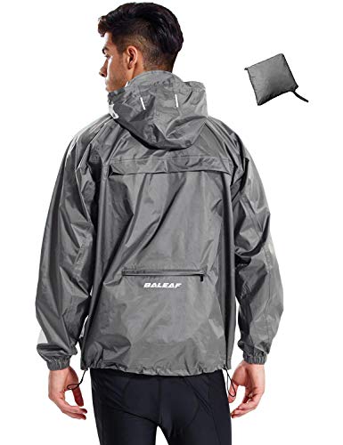BALEAF Men's Rain Jacket Waterproof with Hooded Lightweight Packable Outdoor Pullover Recreation Raincoat