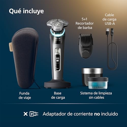 Philips i9000 Prestige, Afeitadora Eléctrica Hombre, Máquina de Afeitar Barba en Seco y Mojado, Tecnología SkinIQ, Base de Carga, Recargable, Estuche, Centro de limpieza, Recortador, XP9202/33 - imagen 7