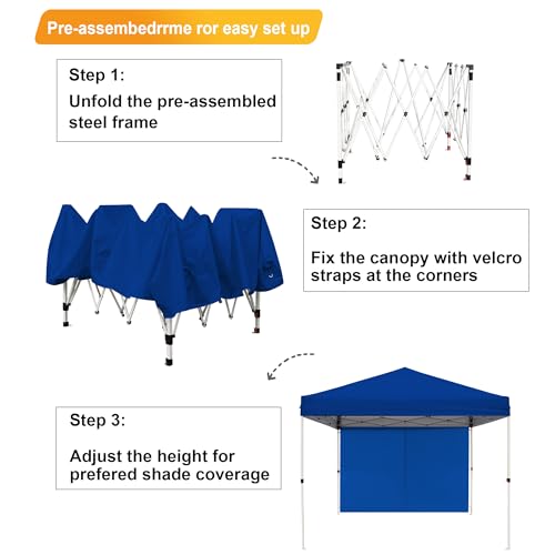 Canopy Tent 10X10 FT,Heavy Duty Sun Instant Shelter w/Adjustable Straight Leg Heights,Portable Pop Up Gazebo,Outdoor Patio Tents for Commercial,Camping,Garden,Blue by LANMOUNTAIN - Image 4