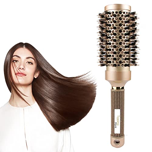 Spazzola per Capelli in Ceramica Rotonda Spazzola per Capelli Rotonda Setole di Cinghiale Spazzola per Capelli Professionale Ceramica per Asciugare i Capelli, Raddrizzare, Arricciare