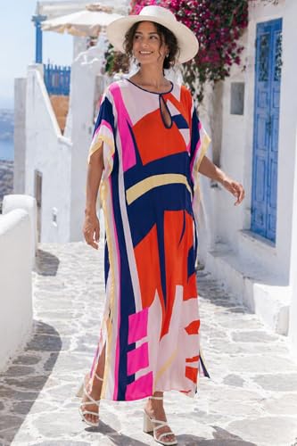 Image of Women Beachwear Long Beach Coverups Kaftan Casual Caftan Dress