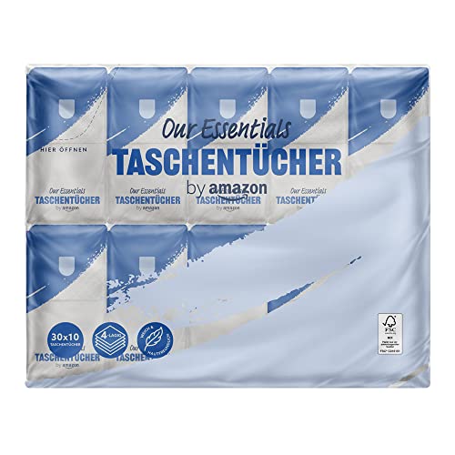 by Amazon Taschentücher 4-lagig, 300 Stück (30 Packungen mit 10)