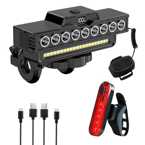 Rechargeable Waterproof Bicycle Headlight Horn, 9 LEDs and