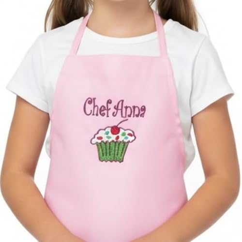 Personalized Kids Apron Custom Name Embroidery Handmade - Children's Cooking Baking Art Apron for Boys Girls Toddlers Ages 3-11 - Birthday Christmas Holiday Gift for Kids