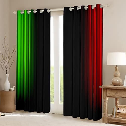 Abstract Ombre Curtains Kids Girls Boys Teens Green and Black Window Curtains for Bedroom Living Room,Gradient Window Treatment W46*L54 Inch