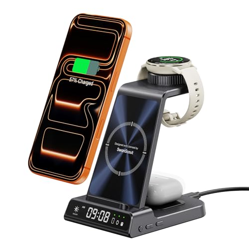 �yGarmin Watch��p�z3in1 ���C�����X�[�d��A�K�[�~���[�d�� �X�^���h �[�d�P�[�u���t���AiPhone/Galaxy/Pixel�Ή� �[�d�X�^���h�AGarmin Forerunner/Venu/Instinct/Approach/Fenix/
