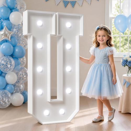Image of Marquee Letters 4 Feet Tall, Cool Light Up Letters U for Party Decor | 4ft Marquee Light Up Letters for Birthday Graduation Decor, Large Sign for Wedding Baby Shower 22 Pcs Accessory Set
