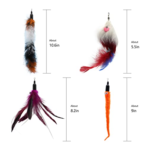 Vovamo 7Pcs Cat Feather Toys Replacement Cat Toy Wand Refills，Cat Wand Soft Furry For Interactive Cat And Kitten，Teaser Refills With Bell For Indoor Cats Kitten #TOP2