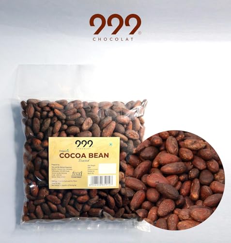 Image of 999 Chocolat Organic Raw Cocoa Beans - Sun-Dried & Fermented | 100% Pure Cacao Seeds from Western Ghats | Hand-Sorted | Unsweetened | No Preservatives | Superfood for Chocolate Making - 500g