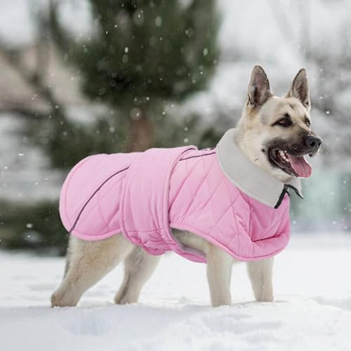 Kuoser Extra Warm Dog Coat, Windproof Cold Weather Dog Jackets for Large Dogs, Thick Fleece Lining Pet Turtleneck Snowsuit Reflective Adjustable Puppy Winter Coat Doggie Snow Jacket Pink, XL by Kuoser - Image 8