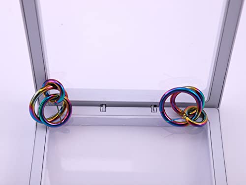 Statement Hoop Earrings,Rainbow Hoops, Anodized Plated- Iridescent Earrings,Chunky Geo Metal Earrings For Special Occassions(3.2Cm) #TOP4