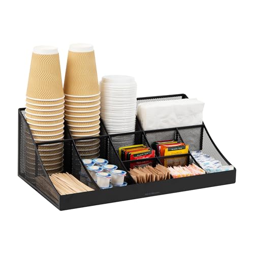 Mind Reader Countertop Organizer, 2-Tier Office Breakroom Supply Caddy, Metal Mesh, Black