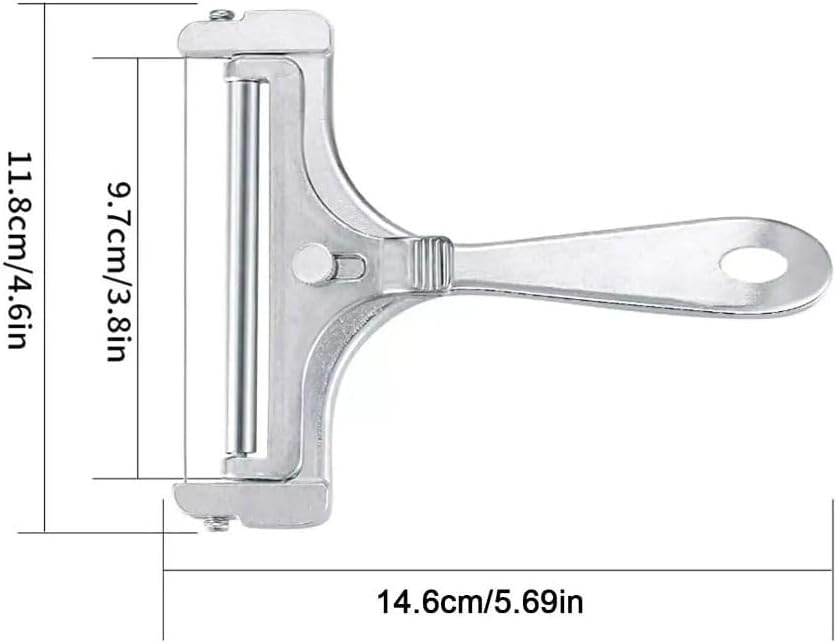 Leadigol Aluminum Alloy Cheese Slicer,Adjustable Thickness Non-stick Ergonomic Handle Cheese Grater,Multifunctional Butter Scraper(Silver)