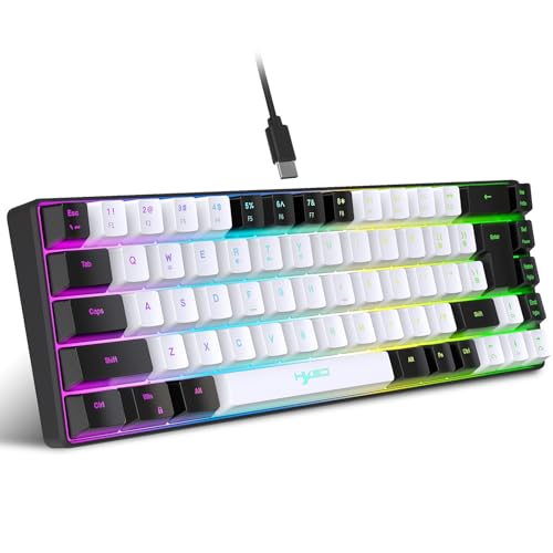 Attoe Wired Gaming Keyboard, RGB Backlit Wired Keyboard with Multiple Lighting Modes, 68 Keys Computer Keyboard for Desktop Laptop PC (BW)