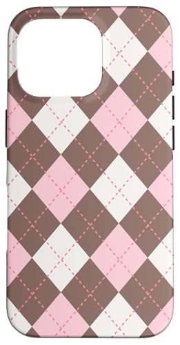 Brown and Pink Argyle Print Rhombus Geometric Modern X}zP[X iPhone 16 Pro p