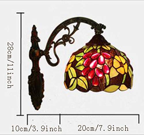 Lampe murale vitrail raisin style vintage applique intérieur - 2