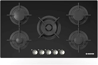 بوتاجاز مسطح بلت ان 5 شعلة غاز من هوفر HGV95SMWCGB، 60 × 90 سم - اسود