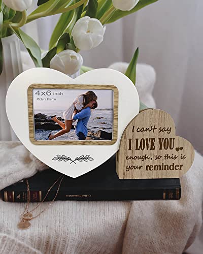 Ylu Yni Gifts For Boyfriend Anniversary Valentines Gifts Engagement Gifts For Couples, 4X6 Picture Frame With Heart Shaped, Engraved Love Sign, Wood, Valentines Day Decor #TOP4