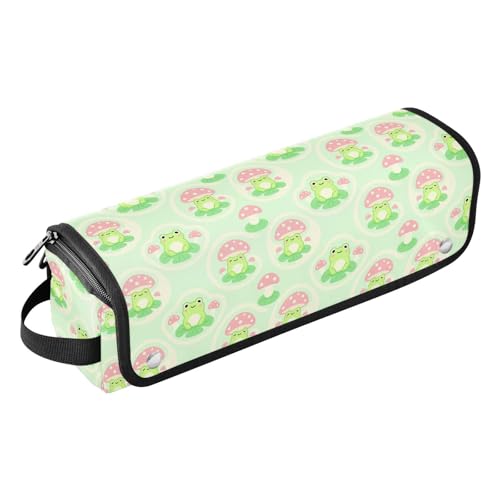Bolso de viaje para herramientas de cabello y alfombrilla resistente al calor con cremallera, estuche protector impermeable para planchas y rizadores, diseño de rana y seta miniatura 1