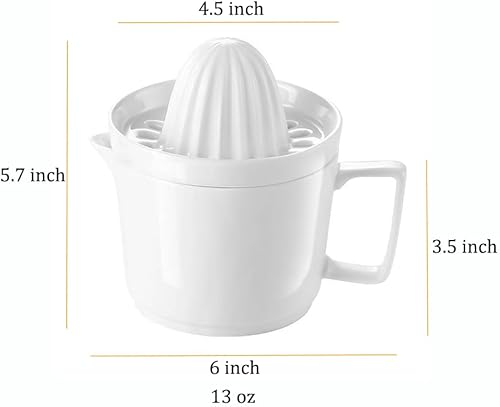 Miniatura 4 de Sizikato Exprimidor manual de porcelana blanca Exprimidor de frutas de naranja limón casero.