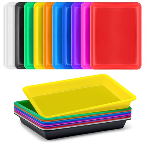 10 Pack Colorful Plastic Art Trays,10 Colors Activity Crafts Tray,Multicolor