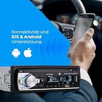 NK Autoradio Auto RDS, 1 DIN- 4x40W, Bluetooth 5.0, AUX Funktion, MP3 und x2 USB Player, FM Stereo Sound, Freisprechfunktion, Fernbedienung, LCD Bildschirm, iOS & Android Kompatibilität – Ansicht 7