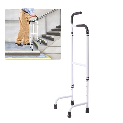 Treppensteighilfe aus Aluminium, Treppenhebehilfe Verstellbare Höhe 76 cm-117 cm, Stabiler Treppenstock, Höhenverstellbar Gehhilfe für Senioren Erwachsene, Tragfähigkeit 136 KG
