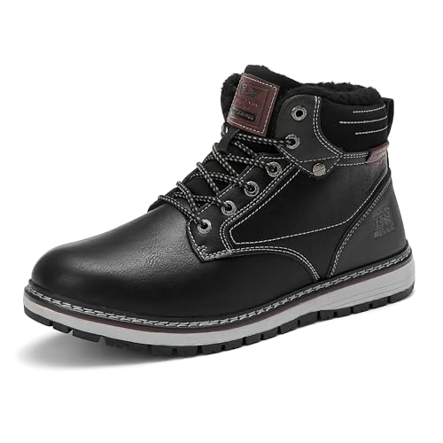 AX BOXING Botas Hombre Invierno Cálido Forradas Botines Moda Botas Nieve Antideslizante Zapatos Invierno Tamaño 41-46 EU(Negro blanco, 43 EU)