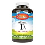 Carlson - Vitamin D3, 2000 IU (50 mcg), Bone & Immune Health, Vitamin D Supplements, Cholecalciferol Supplement, Gluten Free Vitamin D Capsules, 360 Softgels