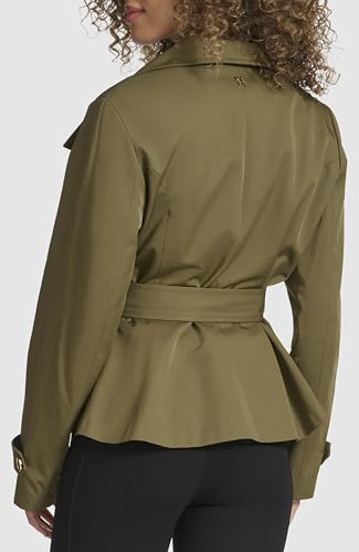 KARL LAGERFELD Women's Short Peplum Trench Coat4