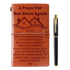 Real Estate Agent Gifts, Realtor Gifts, Leather Journal Notebook Realtor Gift for Women Men Agent for Closing, Real Estate Agent’s Prayer