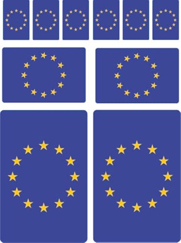 10 Stück Flaggen Aufkleber Europa Set Sticker Europe Autoaufkleber - Offsetdruck Blau