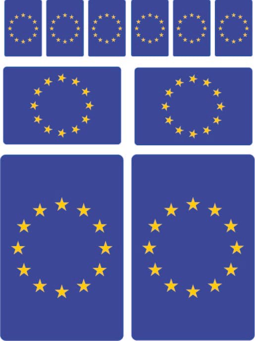 Lot de 10 autocollants pour voiture - Motif drapeau européen - Impression offset - Bleu
