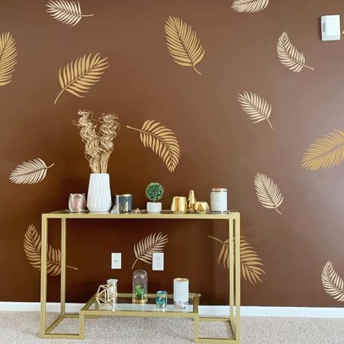 Image of 12 Pcs Large Leaf Stencil for Painting on Walls Tropical Palm Stencil Crafts Reusable Plant Fern Templates for Walls Shirts Floor Canvas (12 Leaf)