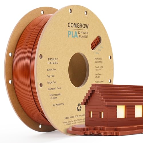 Comgrow PLA 3D Printer Filament, 3D Printer PLA Filament 1.75mm, Dimensional Accuracy +/- 0.02 mm, 1KG Spool PLA Brown