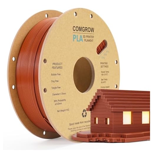 Comgrow PLA 3D Printer Filament, 3D Printer PLA Filament 1.75mm, Dimensional Accuracy +/- 0.02 mm, 1KG Spool PLA Brown