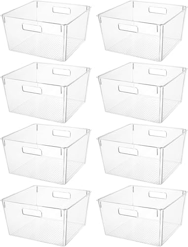 Clear Extra Large Plastic Storage Bins, Perfect for Pantry Organizers and Storage Containers Fridge Organizer Plastic Bins Kitchen Organizer Bin for Organizing Under Sink Refrigerator Organization