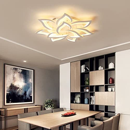 Plafonnier LED dimmable 84W blanc en forme de fleur de 100cm avec télécommande