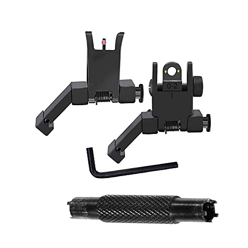 HWZ 45 Degree Flip Up Offset Fiber Optics Sights Front Rear Red Green Fiber Sights of Hunting Gun Accessories With adjustment tools