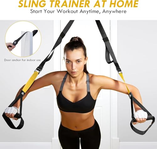 Flintronic Schlingentrainer, Sling Trainer Set für EIN Ganzkörpertraining, Schlingentrainer für Zuhaus, Gelb