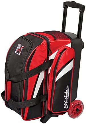 KR Strikeforce Cruiser Double Roller Bowling Bag - With Deluxe 4.5" Smooth Kruze urethane wheels for an ultra smooth quiet ride (Red/White/Black)