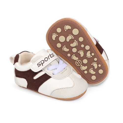 Image of HsdsBebe Baby Boys Girls Pu Leather Hard Bottom Walking Sneakers Toddler Rubber Sole First Walkers Infant Cartoon Slippers Crib Shoes