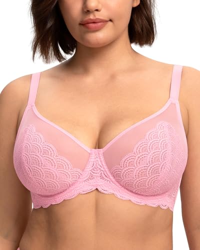Image of HSIA Minimizer Bras for Women Large Bust Full Coverage Lace Plus Size Bra - Mermaid Scales