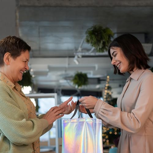 Ronvir 30 Pcs Iridescent Gift Bags with Handles & Sturdy Base,12.6 x 4.7 x 11 inch Non Woven Holographic Reusable Party Favors Bags for Halloween,Birthday, Christmas, Goodie,Wedding, Holiday, Shopping, Boutique - Large Ronvir 30 Pcs Iridescent Gift Bags with Handles & Sturdy Base,12.6 x 4.7 x 11 inch Non Woven Holographic Reusable Party Favors Bags for Halloween,Birthday, Christmas, Goodie,Wedding, Holiday, Shopping, Boutique - Large - Image 8