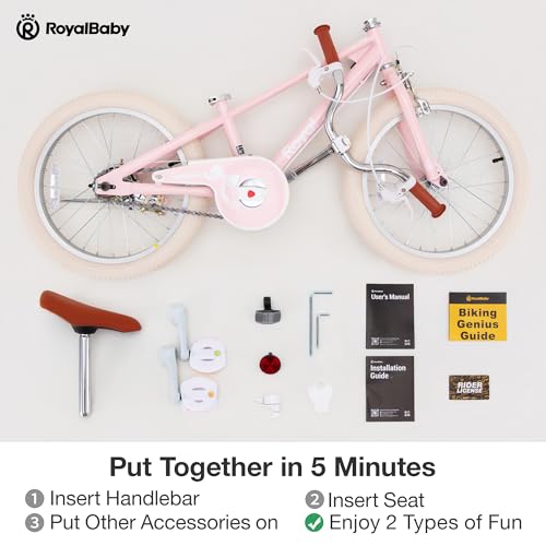 RoyalBaby EZ Kids Bike,18 Inch Convertible Balance to Pedal Bike for Boys & Girls,Beginner Bicycle for Ages 5-9 Years,Pink by RoyalBaby - Used condition - Image 5