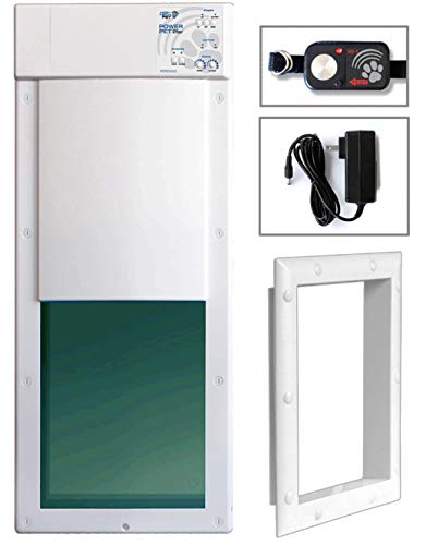 Genuine Power Pet® Fully Automatic Pet Door from High Tech Pet Brand. Pet Collar Operated, 4 Way Access, Directional Sensing, Dead Bolt Lock, Air Tight, Quick, Quiet Operation, USA Customer Service