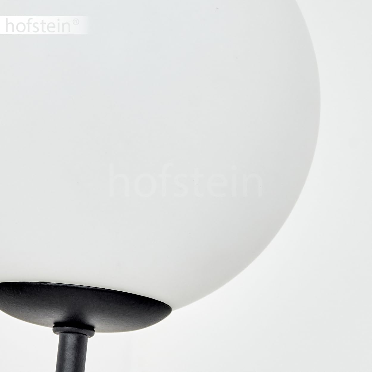 Stehleuchte Bernado, dimmbare Stehlampe aus Metall/Glas in Schwarz/Milchglas, Standleuchte mit Glaskugeln (Ø 12 cm), Höhe 174,5 cm, stufenlos dimmbar über Fußschalter, 5 x G9, ohne Leuchtmittel