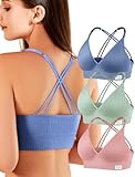 4Leezy Sports Bra for Women- Seamless Wireless Soft Bralette with Comfortable Padded and Nice Racerback Workout Tops Cami Crop Tank S-XXL