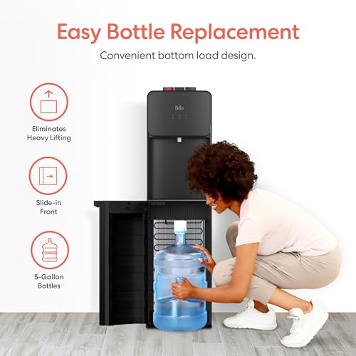 Brio 130 Series Bottom Load Water Cooler Dispenser for 5 Gallon Bottles, Hot, Room & Cold, Great for Home or Office, Child Safety Lock, Empty Bottle Alert, Energy Star 3.0, Black - Thumbnail 4
